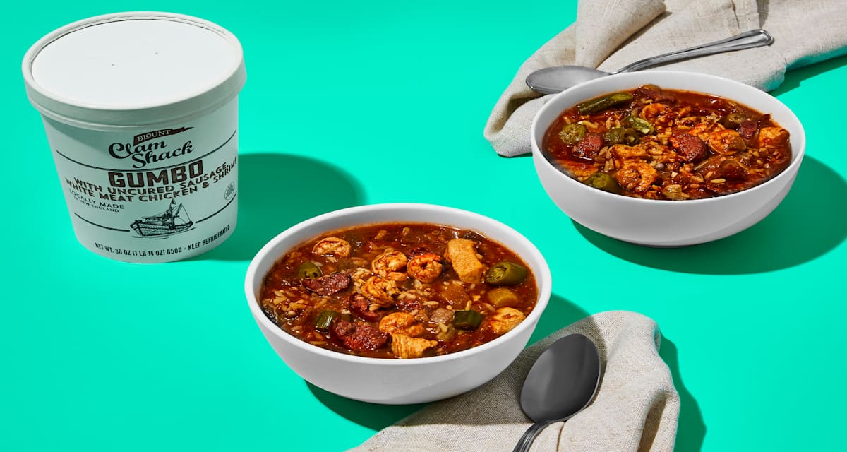 Chicken, Pork Sausage & Shrimp Gumbo Bayou in a bowl. | 30 oz (3 - 4 Servings)-image