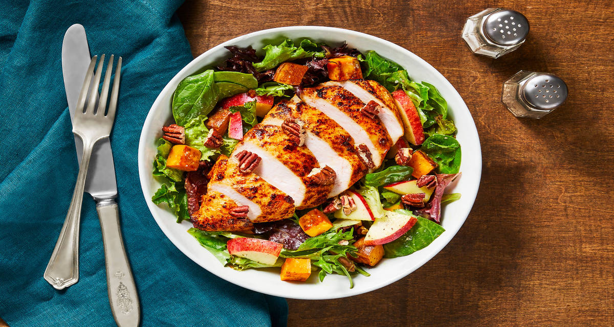 Orchard Chicken Salad with Roasted Sweet Potato, Apple & Toasted Pecans