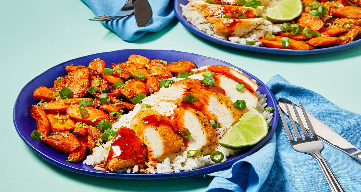 Sweet Chili Chicken with Scallion Rice & Zesty Carrots