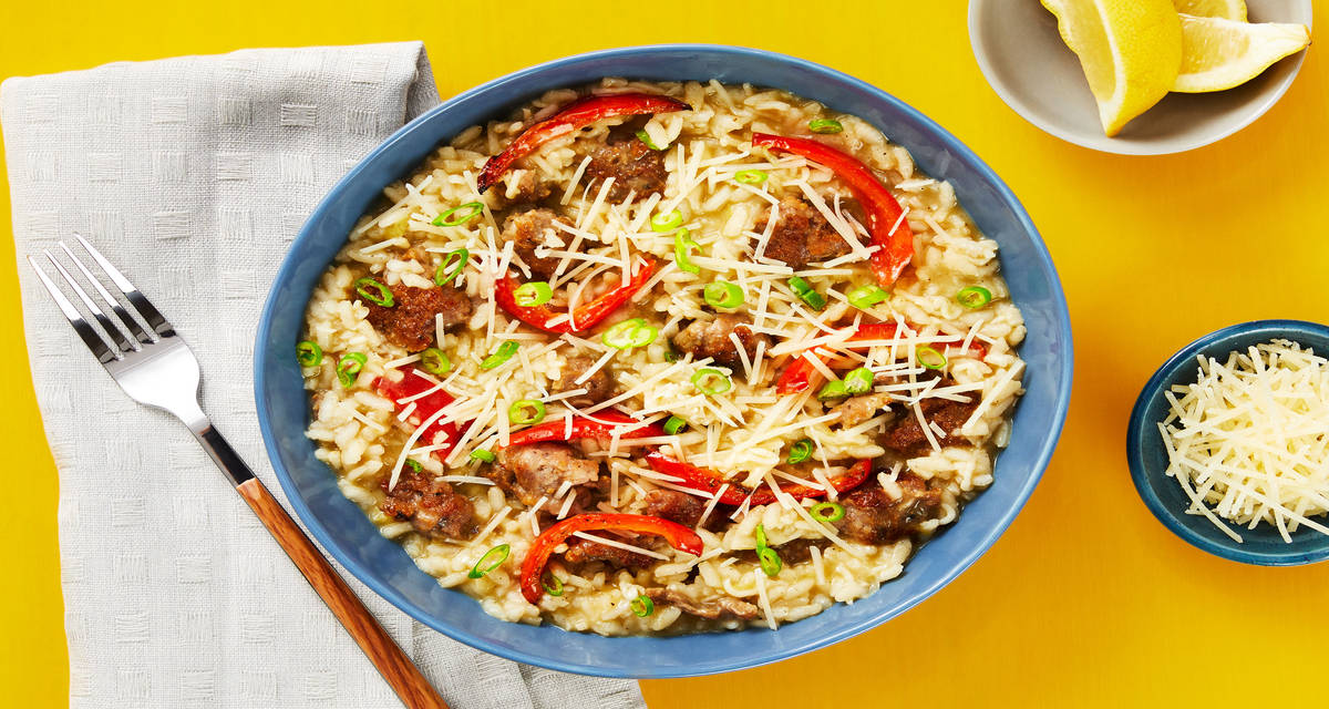 Pork Sausage & Bell Pepper Risotto with Parmesan & Lemon