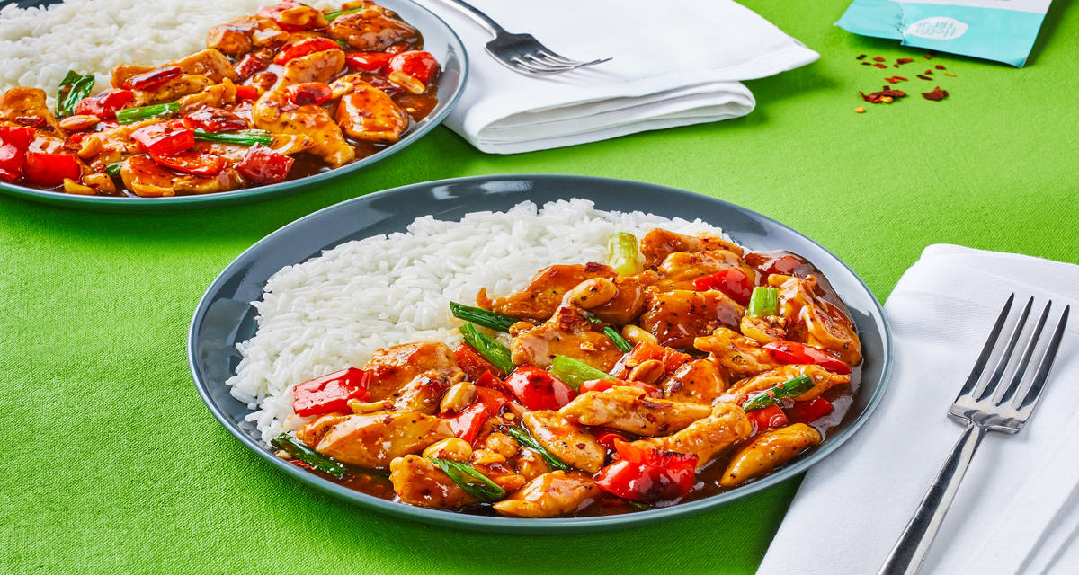 Kung Pao Chicken with Sweet Szechuan Sauce, Peanuts & Jasmine Rice