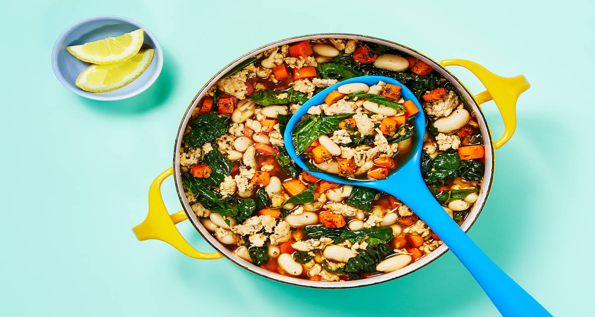 One Pot Turkey Cannellini Kale Soup with Carrot & Lemon