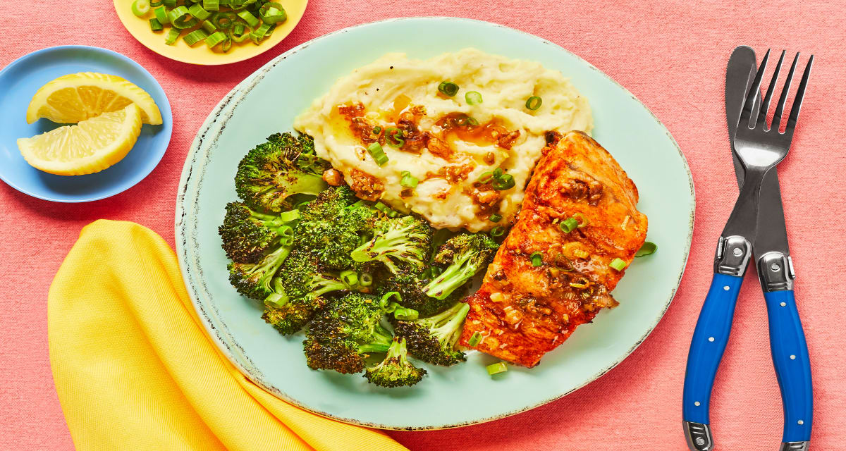 Smoky Barramundi with Brown Butter plus Mashed Potatoes & Roasted Broccoli-image