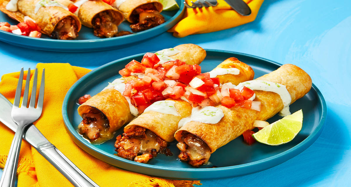 Southwest Pork Flautas with Zesty Crema & Pico de Gallo