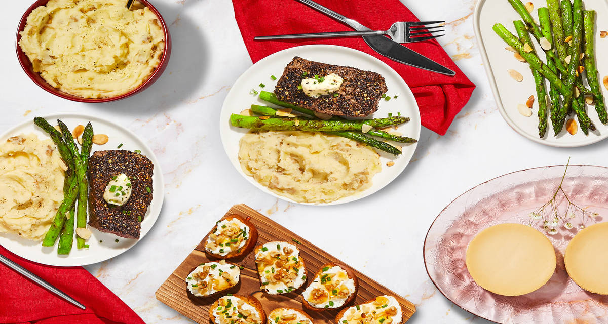 Beef Tenderloin with Truffle Mash plus a Ricotta Crostini App & Vanilla Cheesecake Dessert