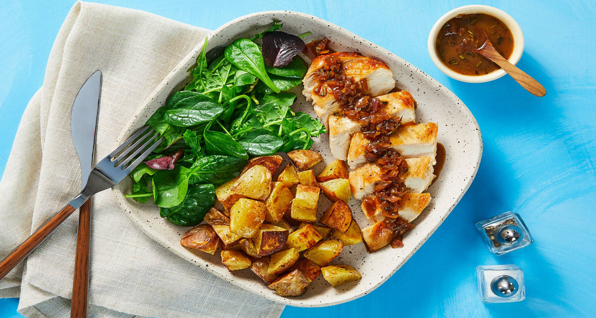 Balsamic Fig Beef Tenderloin with Roasted Potatoes & Mixed Greens