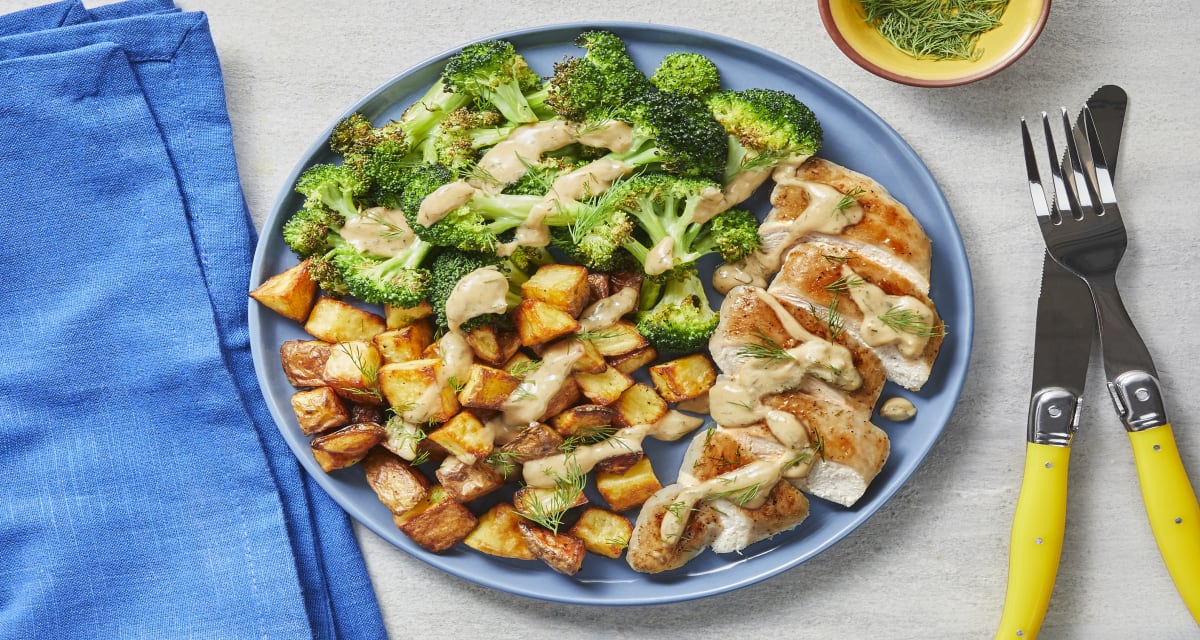 Creamy Dill Chicken with Roasted Potatoes & Broccoli-image