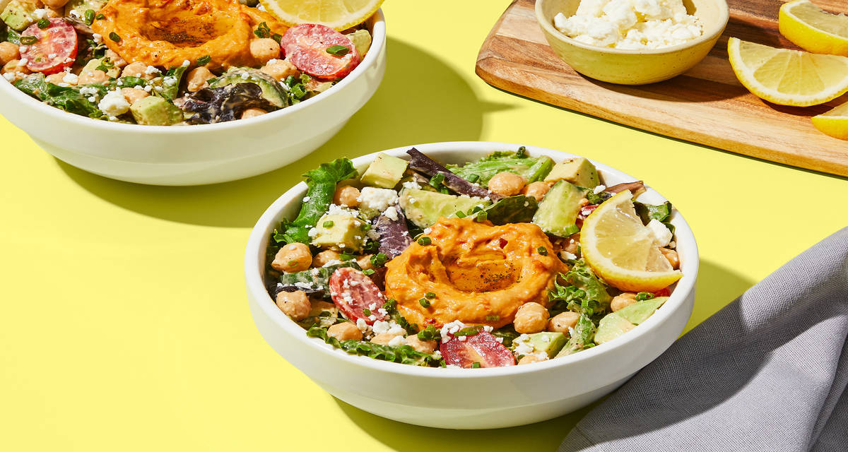 Mediterranean Power Bowls with Chickpeas, Avocado, Hummus & Feta  | 2 servings
