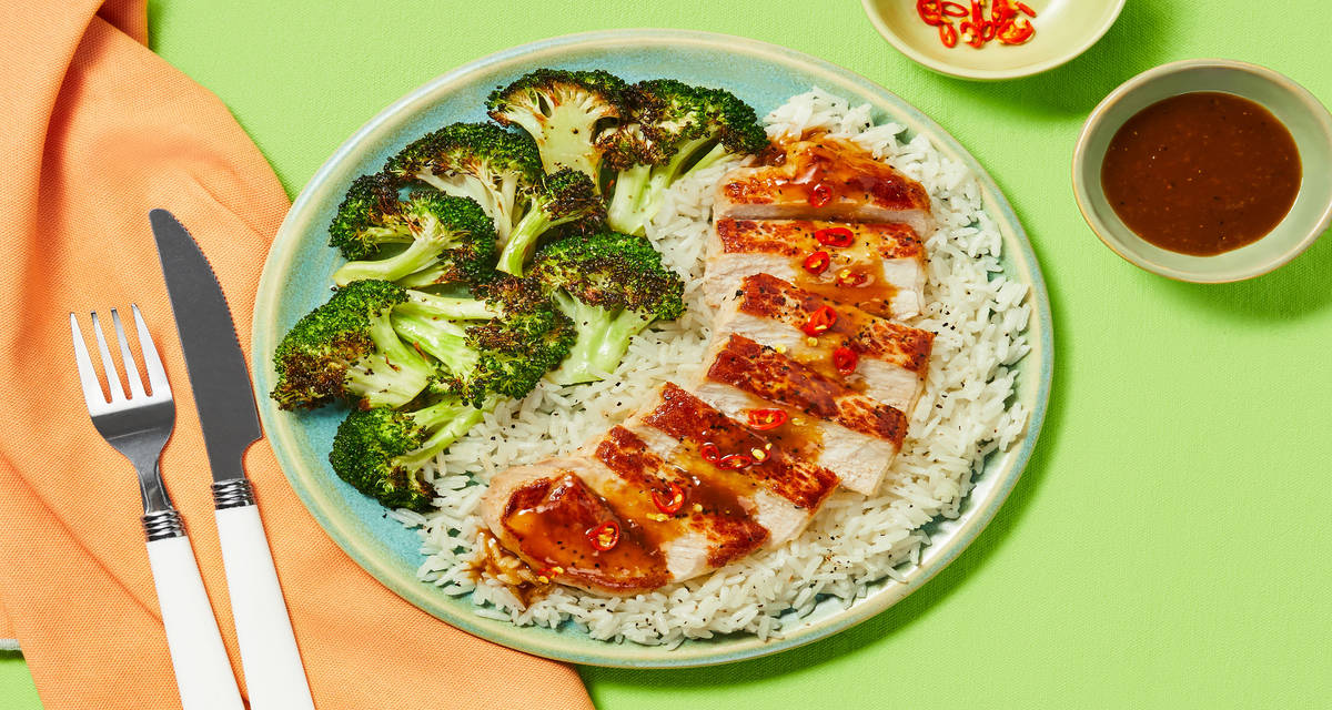 Sweet Ginger Salmon with Buttery Rice & Broccoli