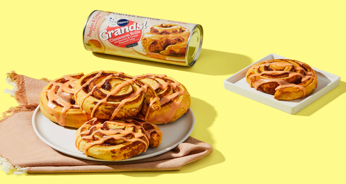Pillsbury Grands! Peaches & Cream Cinnamon Rolls A peach cream dream. | 5 Servings