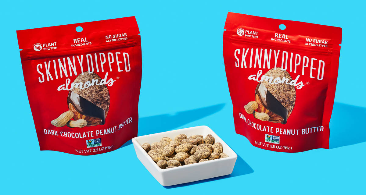 SkinnyDipped Dark Chocolate Peanut Butter Almonds Double the nutty snacking. |  2 Bags