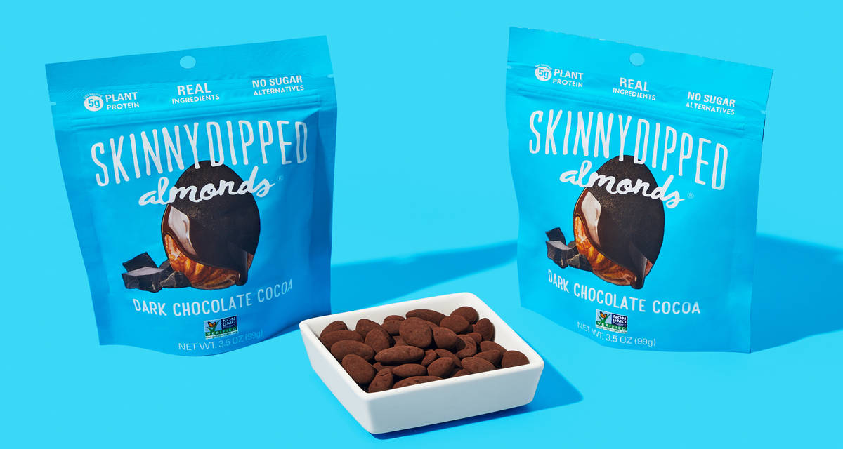 SkinnyDipped Dark Chocolate Cocoa Almonds Double the nutty snacking. |  2 Bags