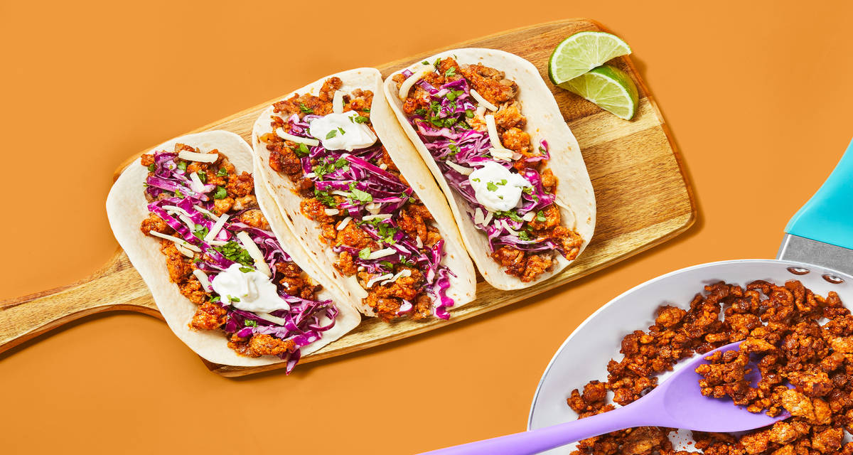One-Pan Santa Fe Shrimp Tacos with Monterey Jack & Cilantro Lime Slaw