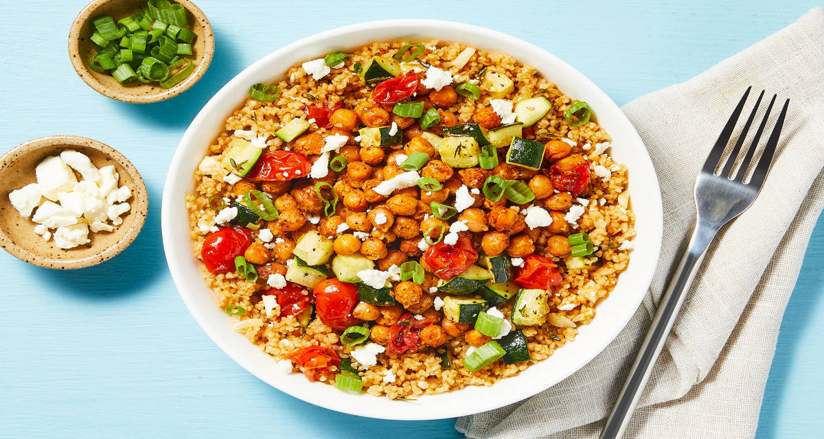 Chickpea-Powered Mediterranean Bulgur with Zucchini & Grape Tomatoes