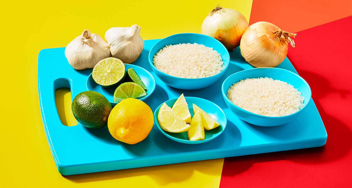 Pantry Essentials Starter Pack Bundle Garlic, Lemon, Lime, Yellow Onion, and Jasmine Rice | 2 Servings