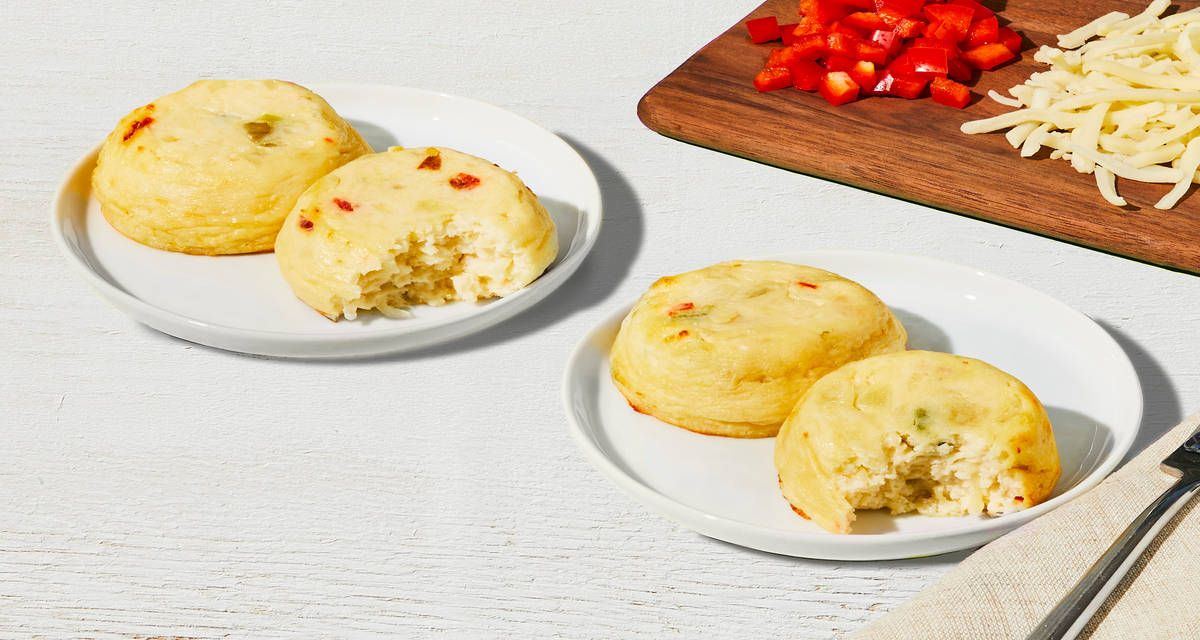 Bell Pepper & Swiss Egg White Bites The perfect on-the-go breakfast. | 2 Servings (4 egg bites)