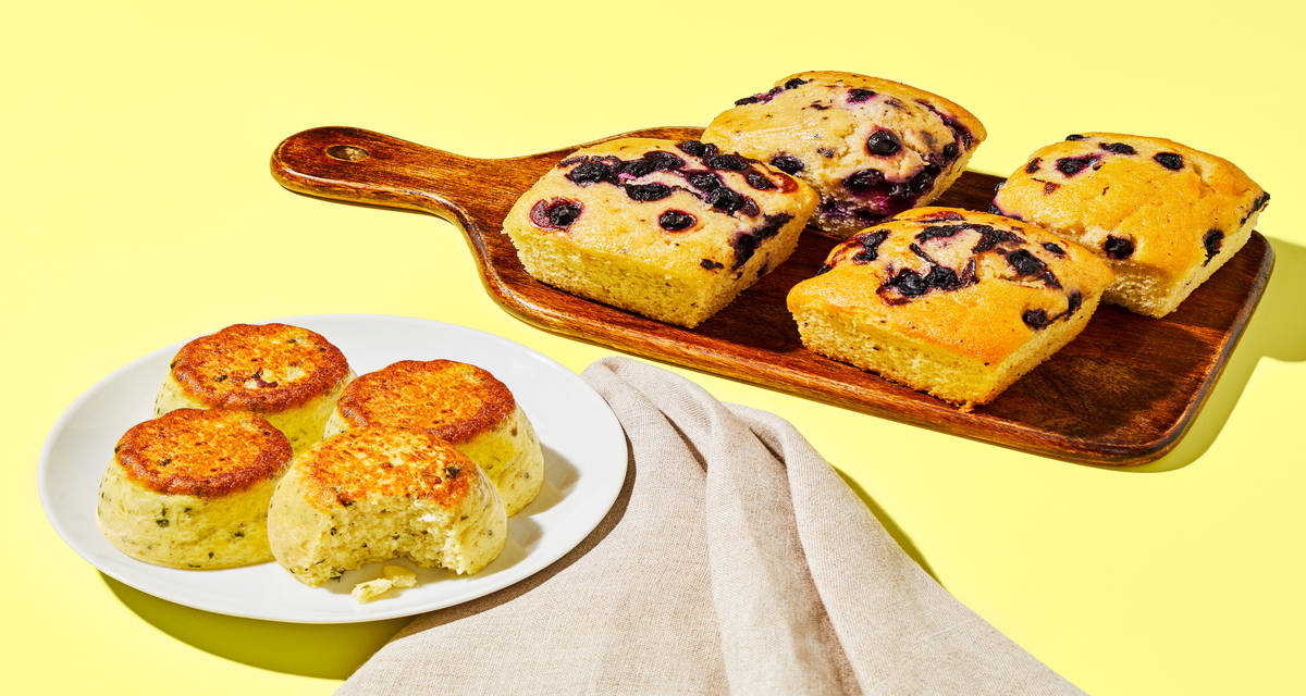 Spinach & Feta Egg Bites + Blueberry Muffins Because breakfast should be your laziest meal of the day. | 4 Servings