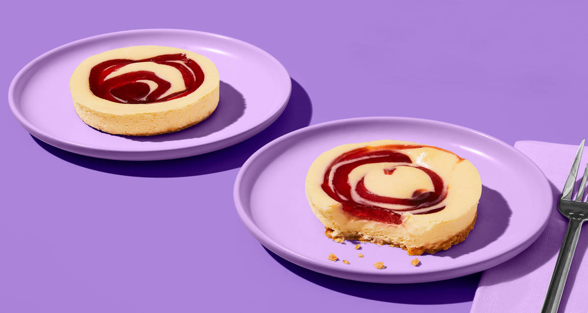 White Chocolate Raspberry Swirl Cheesecake Date night dessert done right. | 2 Single-Serve Cakes