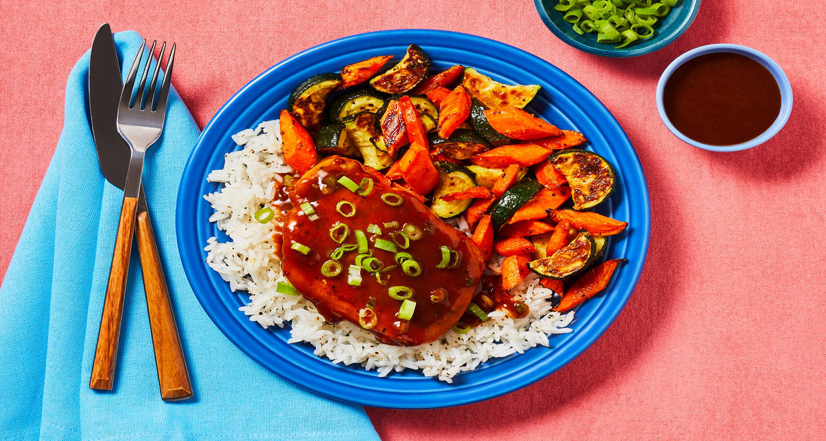 Mandarin Chili Organic Chicken with Rice & Roasted Zucchini-Carrot Medley