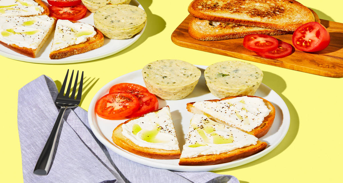 Spinach & Feta Egg Bites Breakfast with Ricotta Toasts & Tomato | 2 Servings