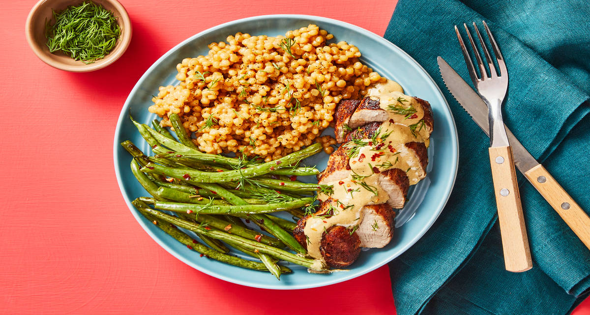 Creamy Dill Chicken with Couscous & Green Beans