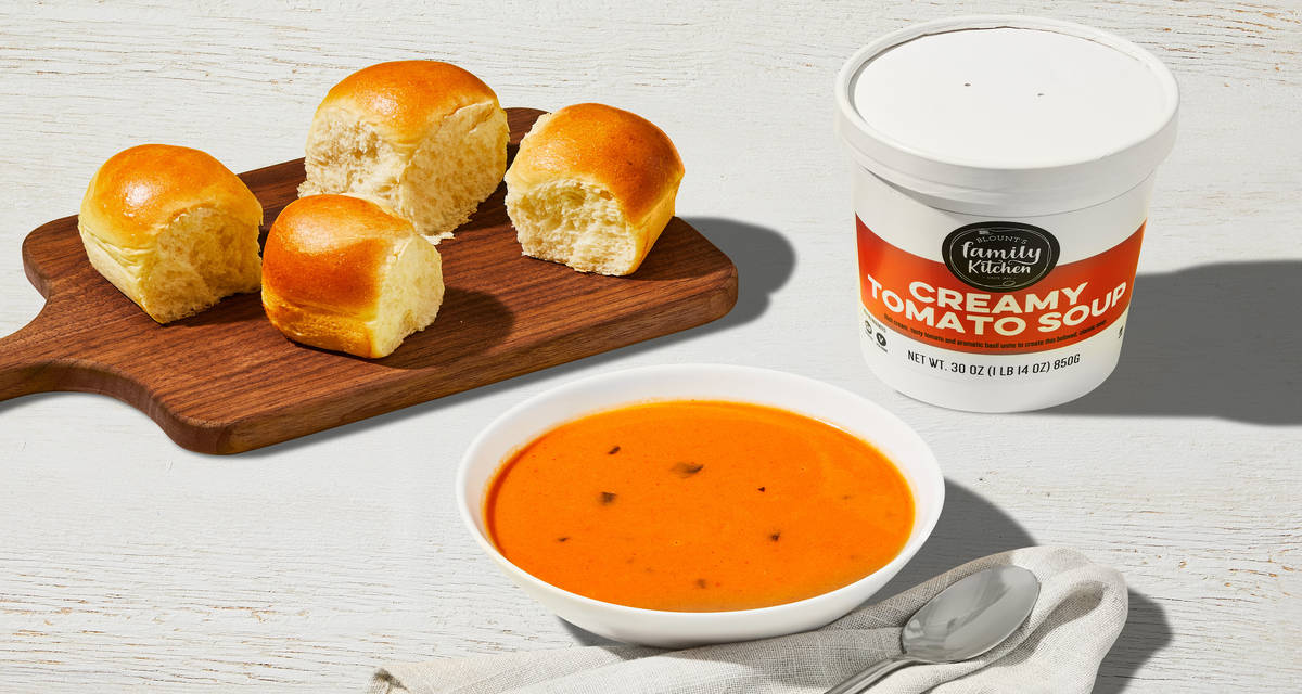 Creamy Tomato Soup with Dinner Rolls Souper yummy! | 2-3 Servings