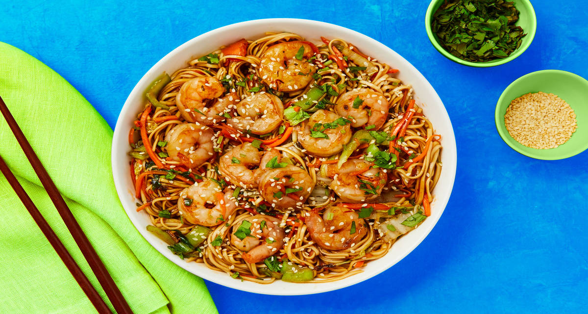 Sweet ’n’ Spicy Shrimp & Noodle Stir-Fry Elevated Dinners, Impressively Easy