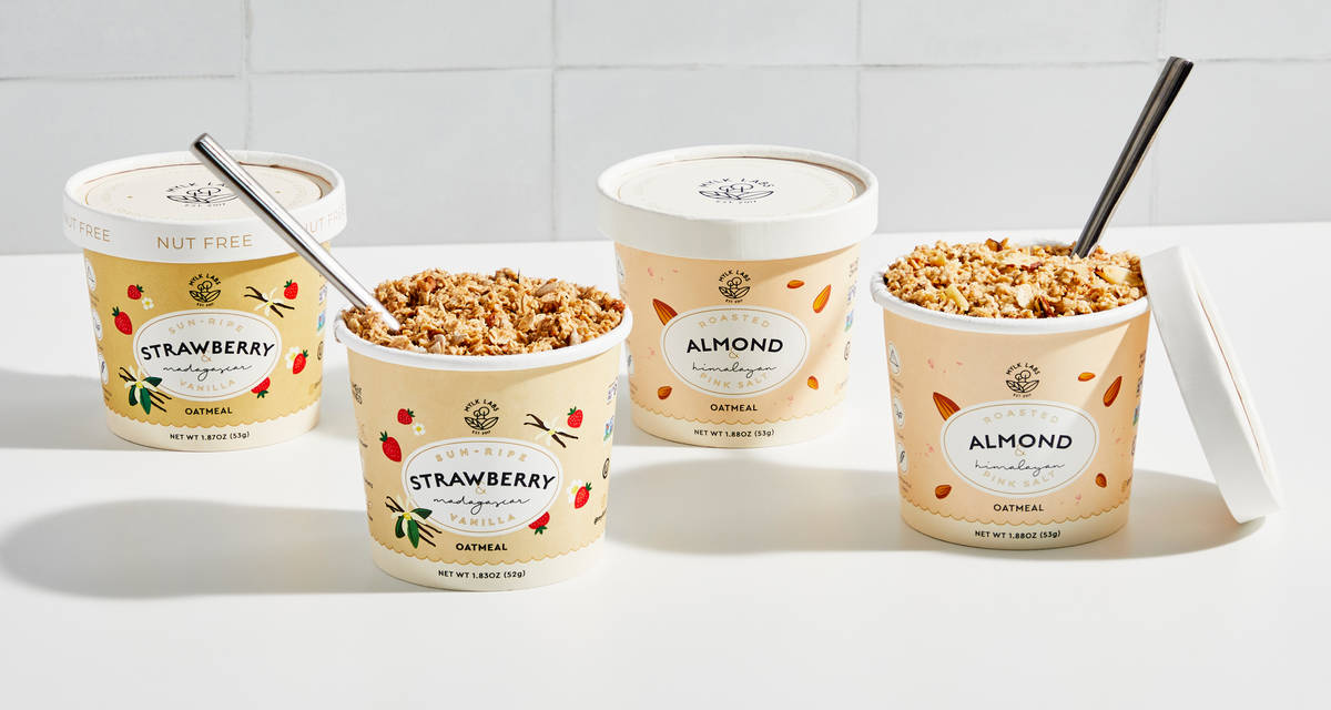 Mylk Labs Strawberry Oatmeal & Almond Oatmeal 4 servings | 4-pack with sweet flavors