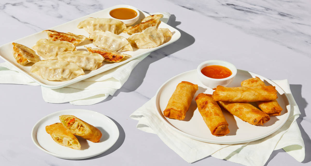 Pork Dumplings & Veggie Spring Rolls Here we gyoza again! | 4-6 Servings