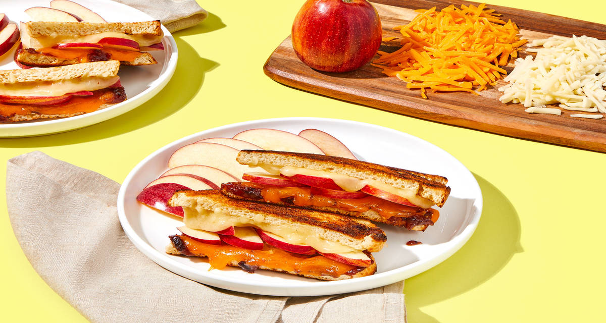 Cheddar & Apple Grilled Cheese Sandos with Cranberry-Dijon Jam