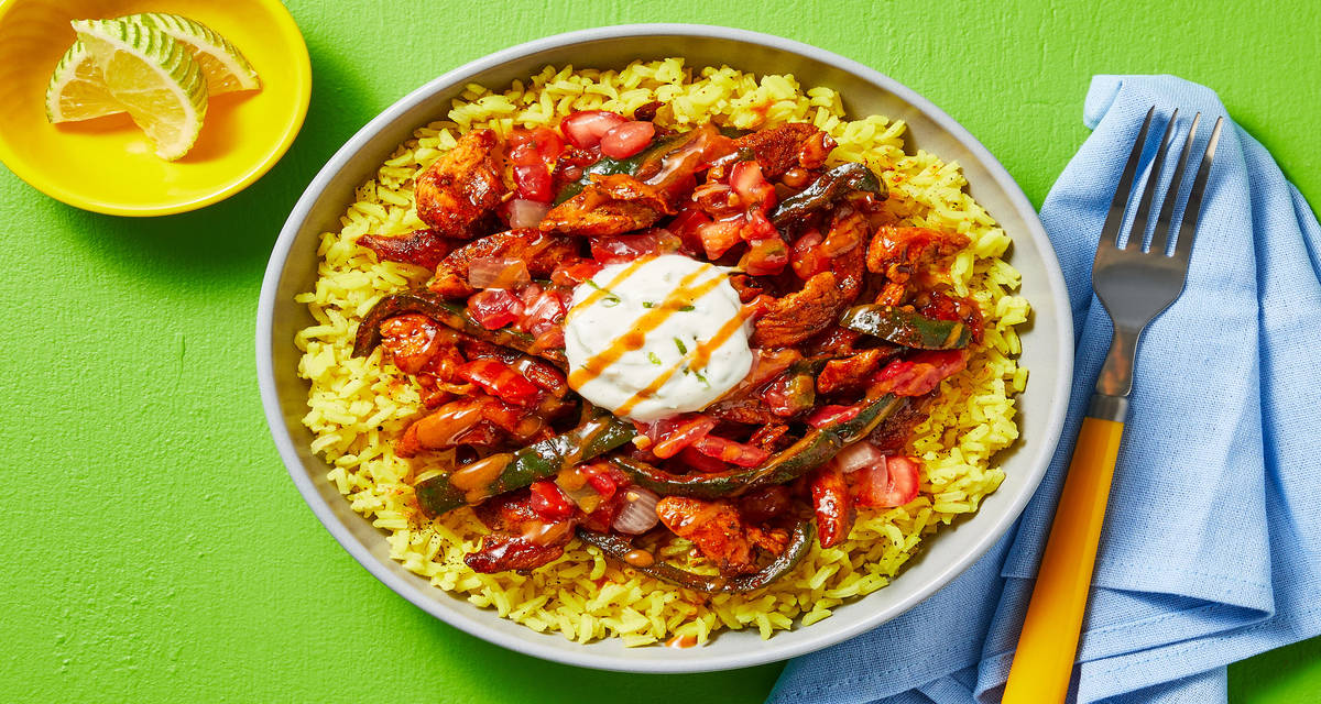 Mexican Chicken & Brown Rice Bowls with Pico de Gallo & Lime Sour Cream