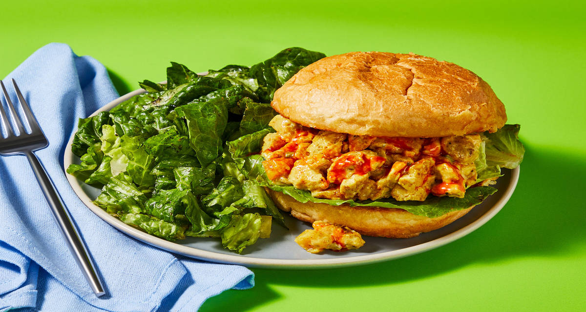 Shawarma-Rama Chicken Salad Sandwiches with Baby Lettuce Salad