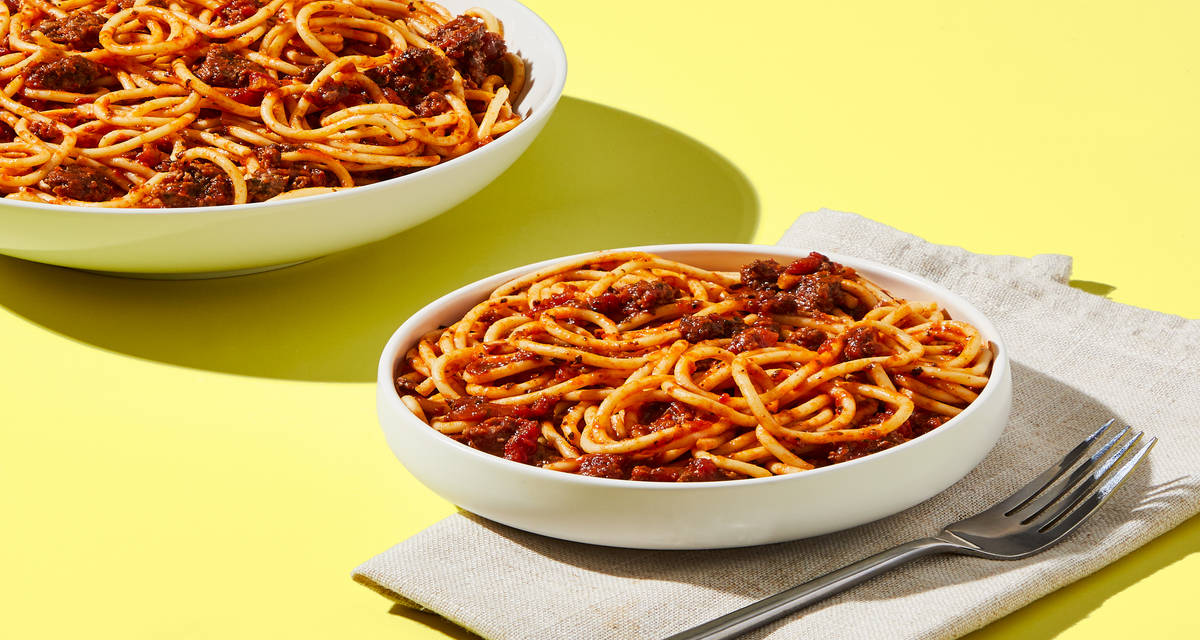 Spaghetti with Meat Sauce A kid-approved red sauce with ground beef. | 2 Servings