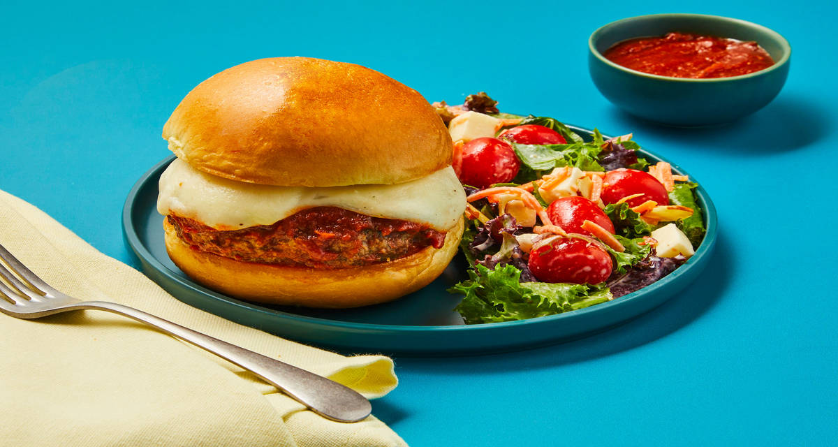“Meatball” Burgers with Fresh Mozzarella Elevated Dinners, Impressively Easy