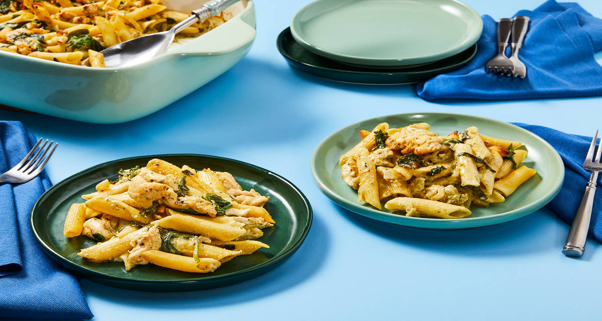 Family-Style Chicken Spinach Pasta Bake Recipe HelloFresh