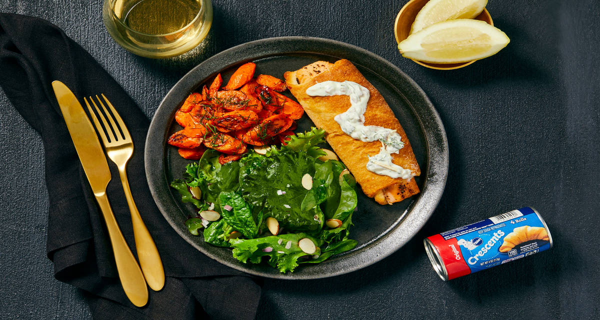 Fancy & Flaky Crescent-Wrapped Salmon with Pillsbury™️ Original Crescent Rolls & Creamy Dill Sauce