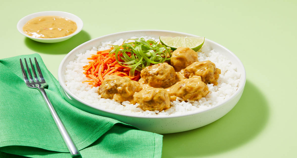 Jimmy O. Yang’s Pork Meatball Curry over Rice with Pickled Carrots & Scallions