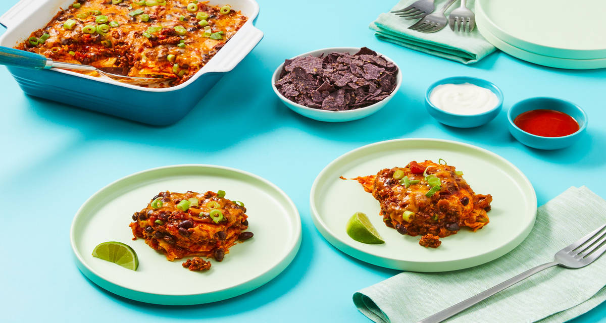 Mexican-Style Beef & Bean “Lasagna” 2x the delicious servings!