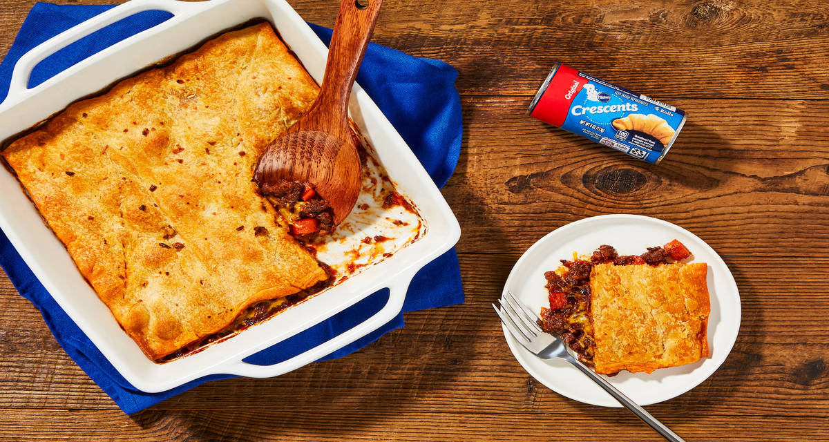 BBQ Beef & Cheddar Pot Pie with Pillsbury™️ Original Crescent Rolls