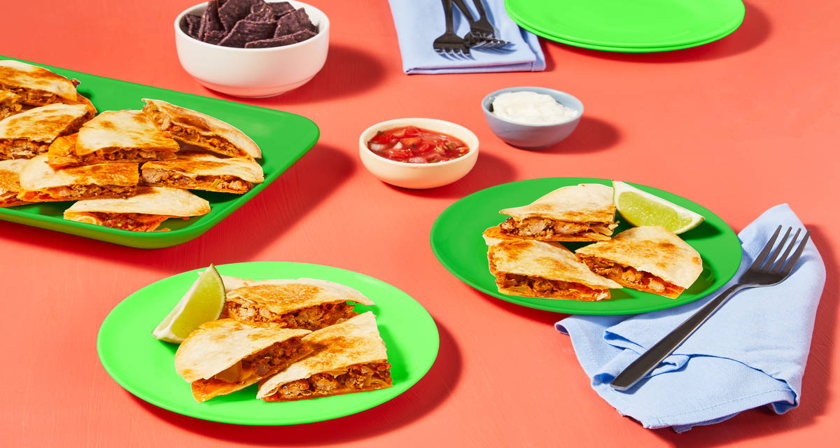 Saucy Pineapple Pork Sheet Pan Quesadillas 2x the delicious servings!