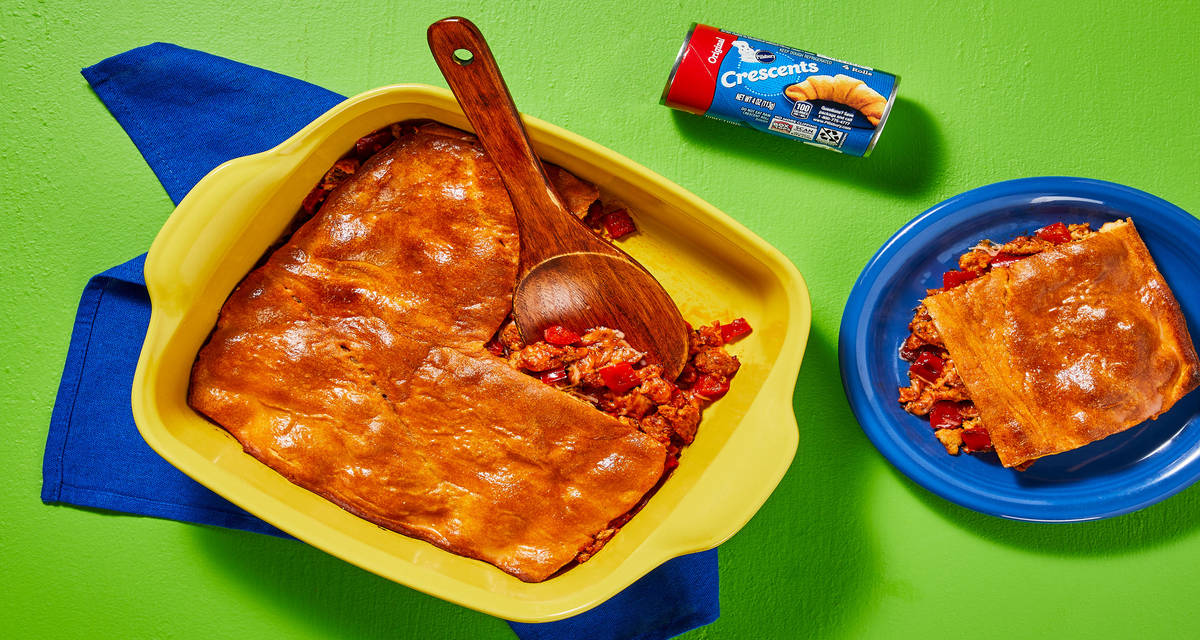 Chicken Sausage & Pepper Upside Down Pizza with Pillsbury™️ Original Crescent Rolls & Garlic Butter