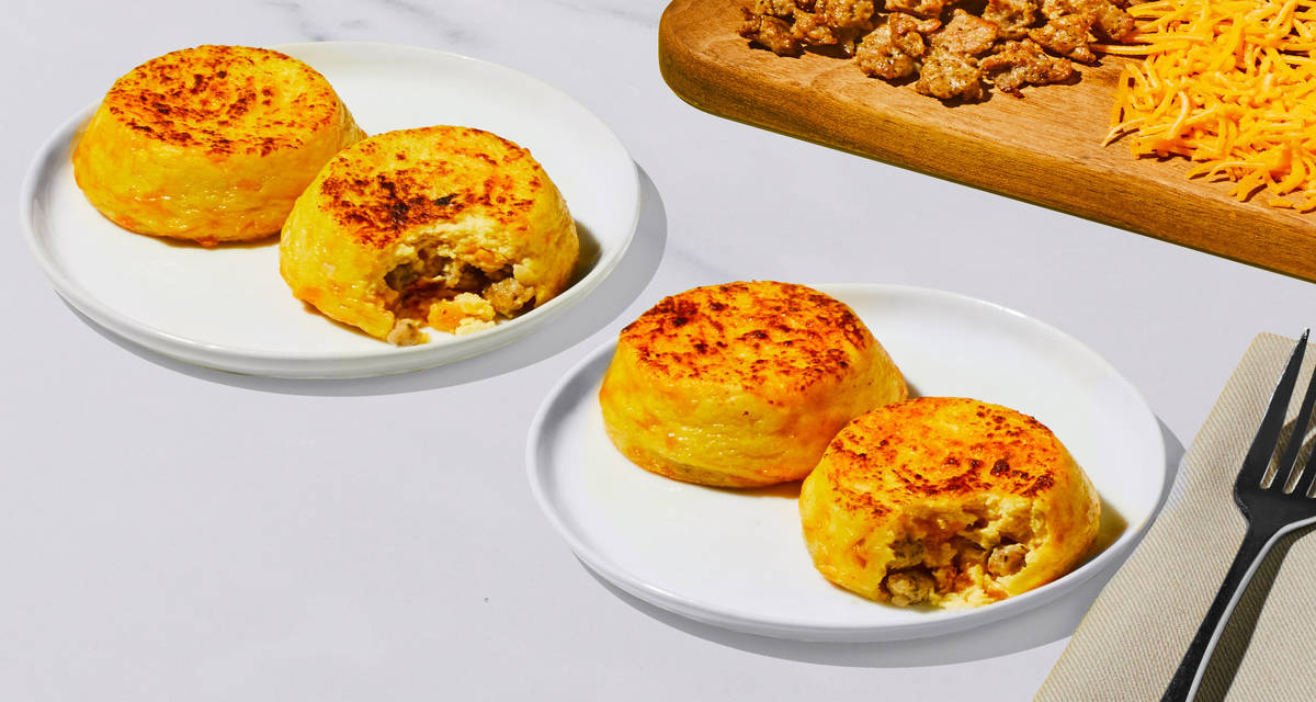 Turkey Sausage & Cheese Egg Bites The perfect on-the-go breakfast.  | 2 servings (4 Egg Bites)