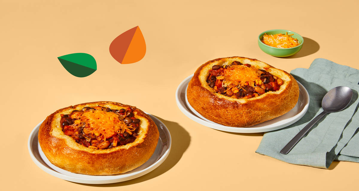 Black Bean & Sweet Potato Chili in a Bread Bowl Easy, cheesy goodness | 2-3 Servings