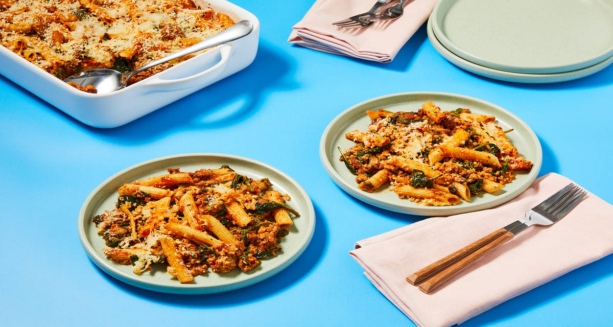 Saucy Pork & Penne Casserole 2x the delicious servings!