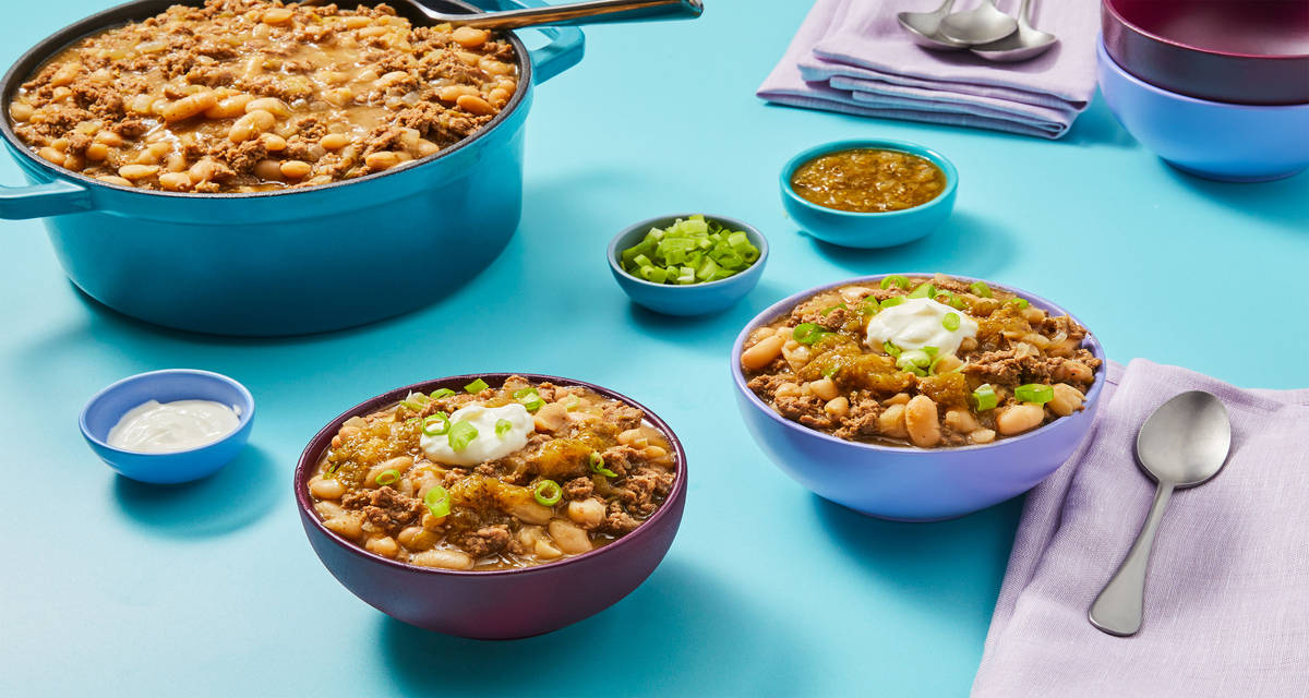 One-Pot Turkey & White Bean Chili Verde 2x the delicious servings!