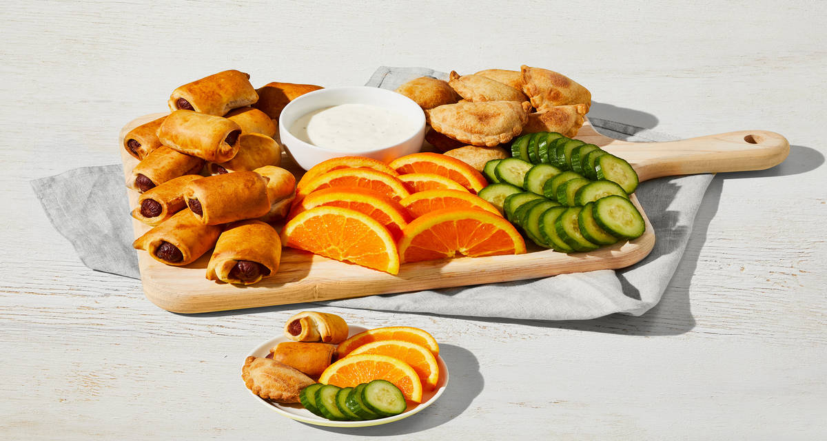 Kids' Bagel Dog & Empanada Snack Board with bagel dogs and empanadas | 6-8 Servings