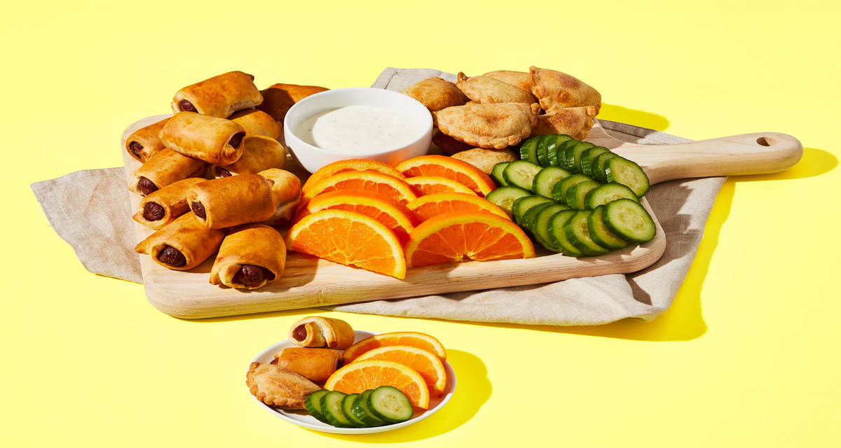 After-School Snack Board with bagel dogs and empanadas | 6-8 Servings