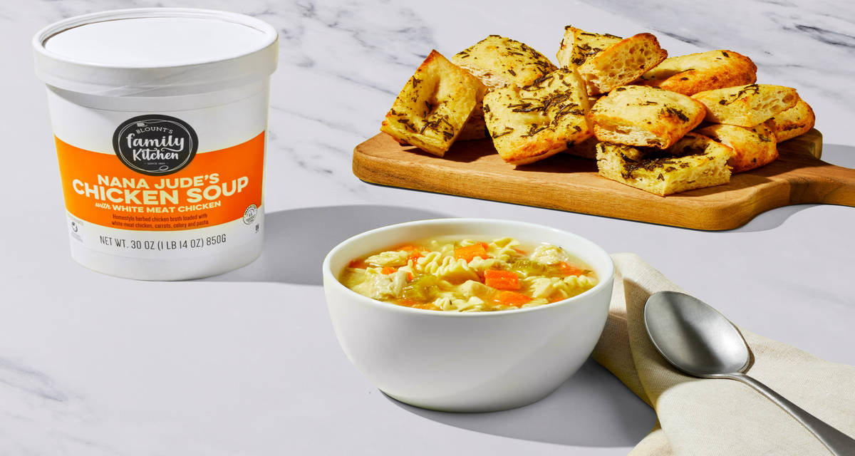 Chicken Noodle Soup + Focaccia 30 oz of a souper combo. I 2-3 Servings
