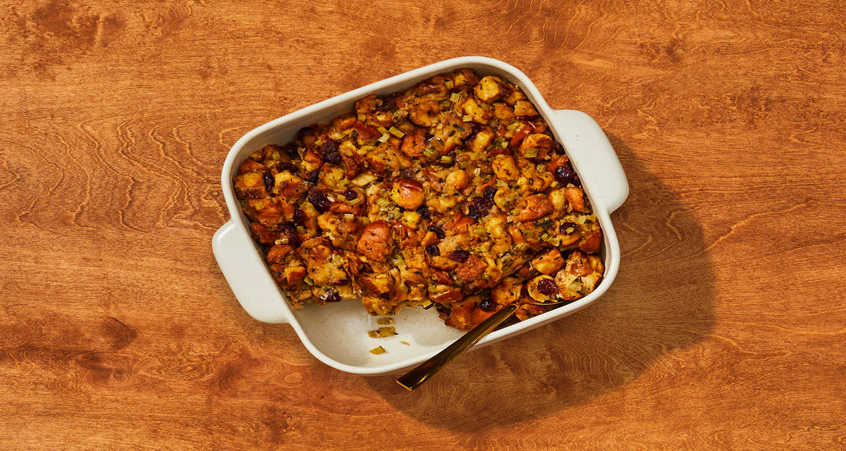 Brioche Stuffing with Cranberries