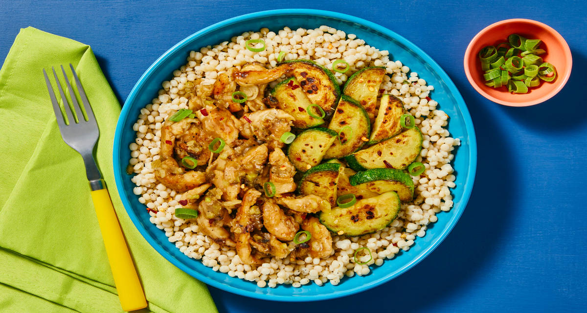 Hot Honey Glazed Garlic Chicken with Couscous & Broccoli